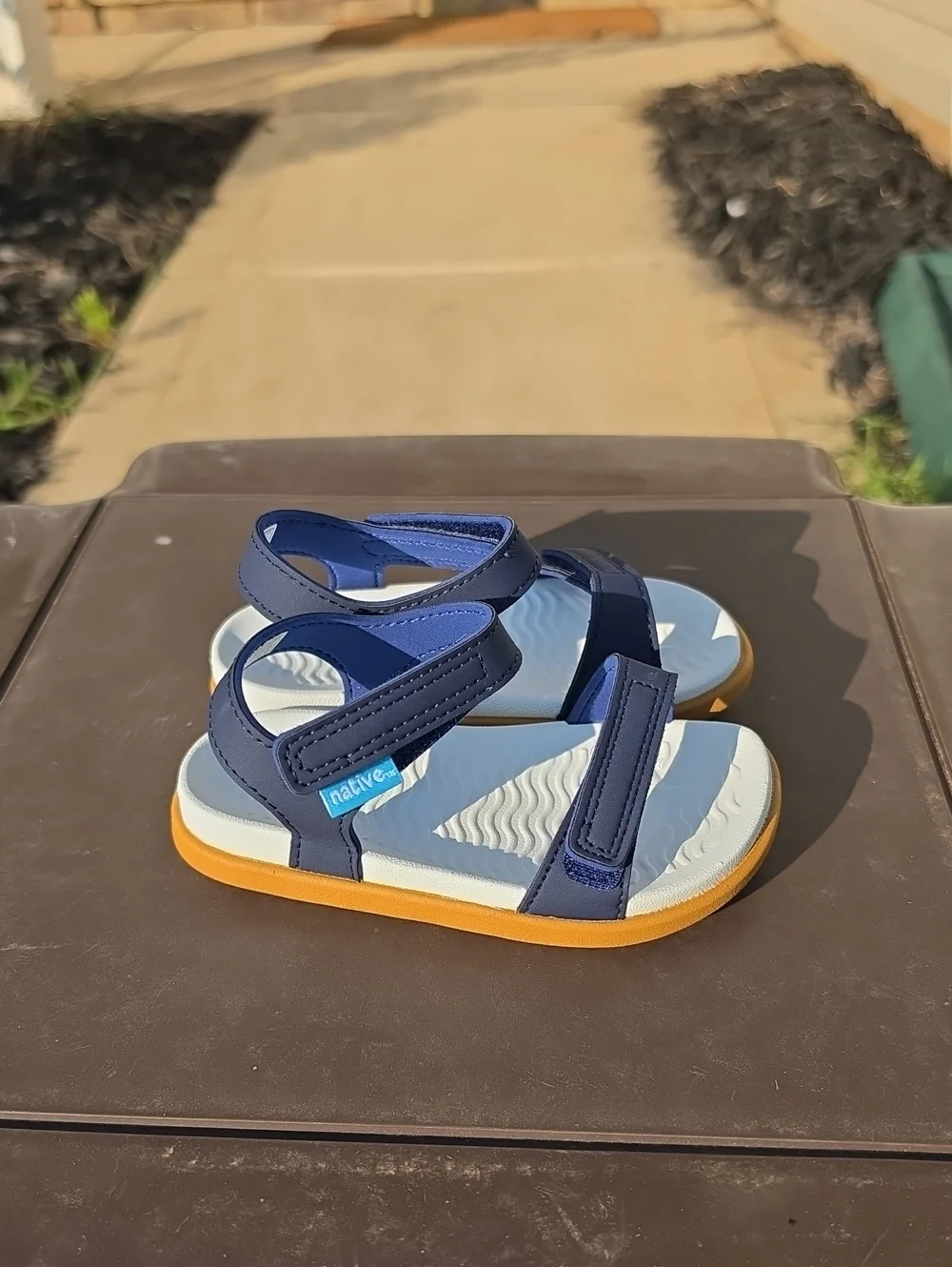 Native Shoes Kids Charley Sandal Sz c7 Blue/White Waterproof Vegan Cruelty Free